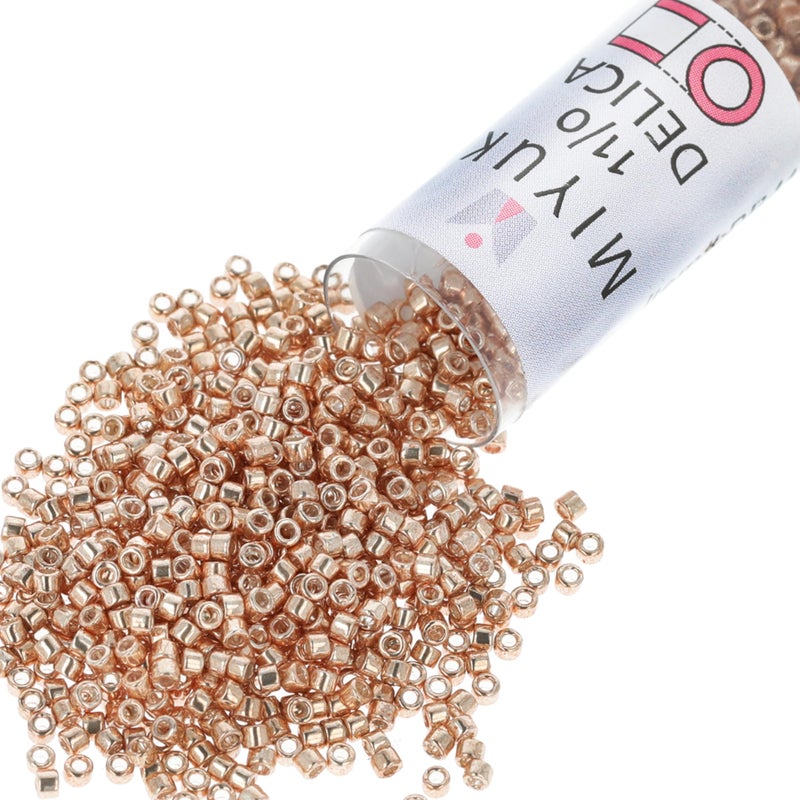 Miyuki Delica Seed Beads â€“ Size 11/0 (1.6 mm), DB0411, Galvanized Gold Dyed, 7.2 g, Approx. 1440 Beads, Made in Japan - Image 1